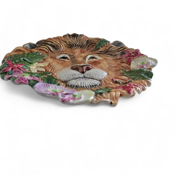 Fitz & Floyd Serengeti Lion Plate 11” Handcrafted Jungle Wildlife Floral Charger - Picture 4 of 5